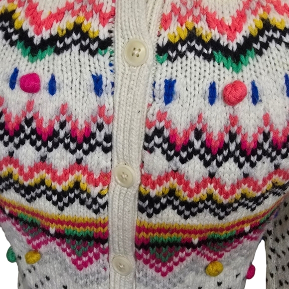 Talbots Women Sweater Pom Pom Crew Neck Petite Small Button Back - Picture 7 of 12